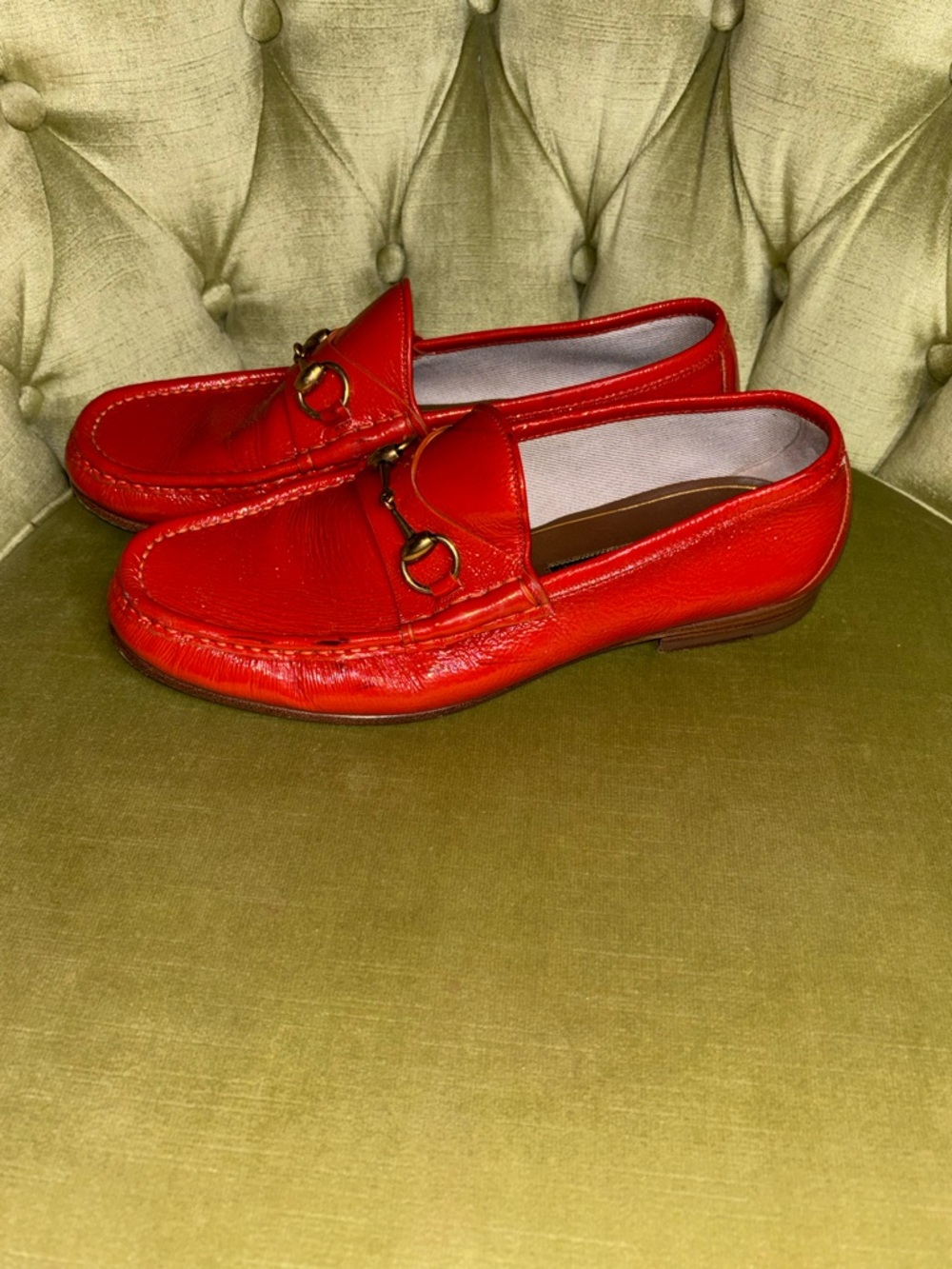 Authentic Gucci 1953 Pumpkin Patent Leather Mens Loafer Size 8 - Picture 9 of 11
